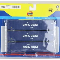 Athearn 27764 HO CMA/CGM 45'' Container #2 (Set of 3) - Model Train Junction: Quality Parts and Art Supplies