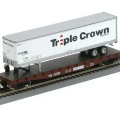 Athearn 92076 HO Norfolk Southern 50' Flatcar w/ Triple Crown Trailer - Model Train Junction: Quality Parts and Art Supplies