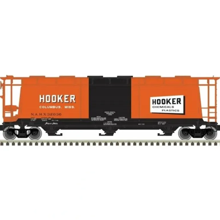 Atlas Master Line, HO Scale, 20005778, AFC 3-Bay Cylindrical Hopper, Hooker Chemical, #32024 - Model Train Junction: Quality Parts and Art Supplies