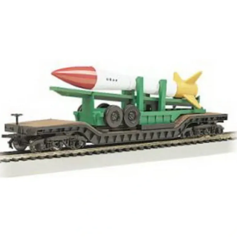 Bachmann 18347 HO 52' Depressed Center Flat Car w/Missile Load - Model Train Junction: Quality Parts and Art Supplies