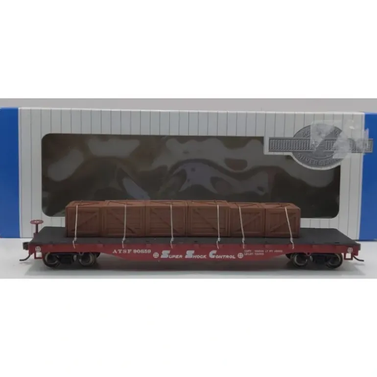 Bachmann 18912 HO Atchison, Topeka & Santa Fe 50' Flatcar w/Crated Load - Model Train Junction: Quality Parts and Art Supplies
