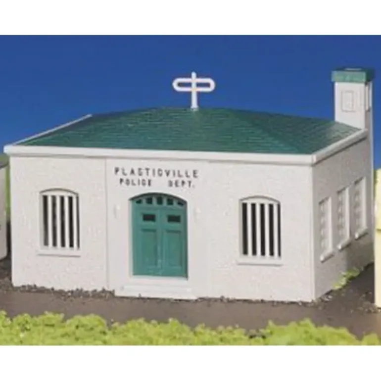 Bachmann 45145 HO Plasticville Police Station Building Kit - Model Train Junction: Quality Parts and Art Supplies