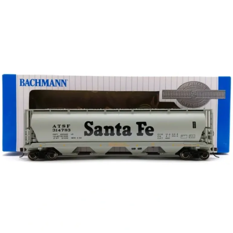 Bachmann 19102 HO Santa Fe Canadian 4 Bay Cylindrical Grain Hopper LN/Box - Model Train Junction: Quality Parts and Art Supplies