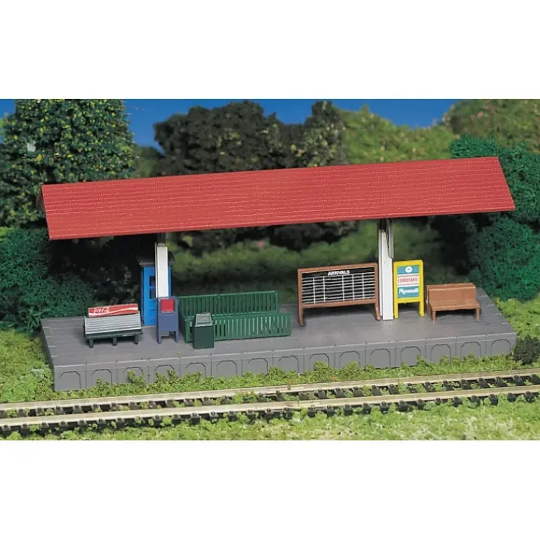 Bachmann 45906 N Station Platform w/Roof & Figure - Model Train Junction: Quality Parts and Art Supplies