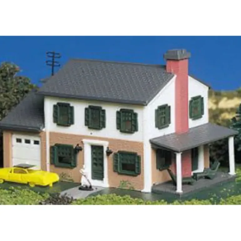 Bachmann 45813 N Two-Story House W/Garage Hand Decorate Pre-Assembled - Model Train Junction: Quality Parts and Art Supplies