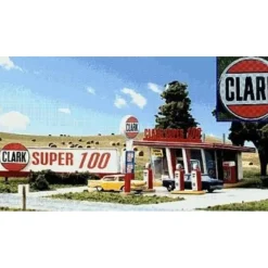 Blair Line 187 HO Scale Clark Oil Gas Station Laser-Cut Building Kit - Model Train Junction: Quality Parts and Art Supplies