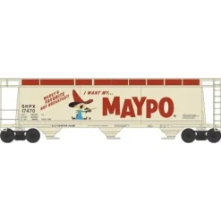 Bowser, 38148, N Scale, 3-Bay Cylindrical Covered Hopper, Maypo, #17481 - Model Train Junction: Quality Parts and Art Supplies