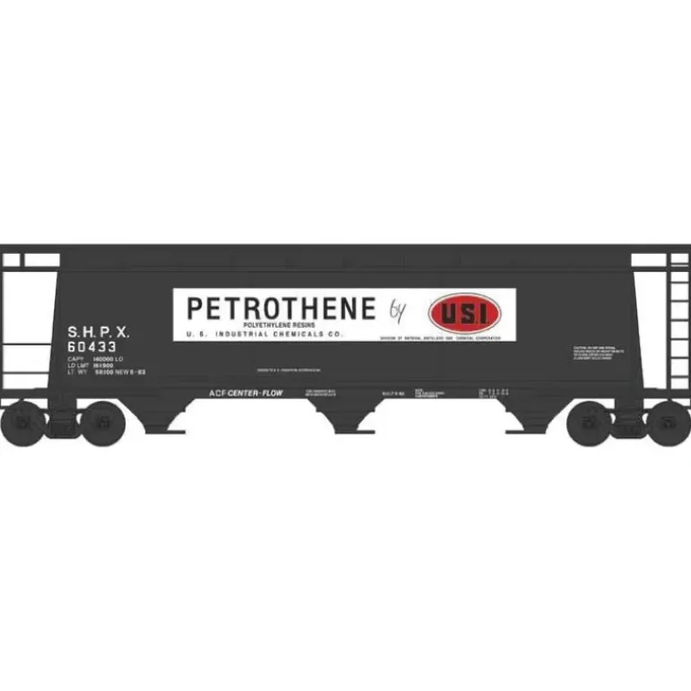Bowser, 38166, N Scale, 3-Bay Cylindrical Covered Hopper, U S Industrial Petrothene, #60437 - Model Train Junction: Quality Parts and Art Supplies