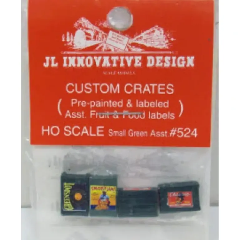 JL Innovative Design 524 HO Small Green Assorted Food Crates (Set of 4) - Model Train Junction: Quality Parts and Art Supplies