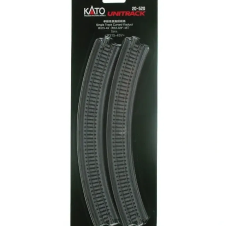 Kato 20-520 N 12-3/8" Radius 45 Single Curved Viaduct Track (Pack of 2) - Model Train Junction: Quality Parts and Art Supplies