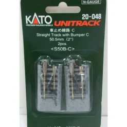 Kato 20-048 N Scale 2" Straight UniTrack with Bumper C 2" 50.5 mm (Pack of 2) - Model Train Junction: Quality Parts and Art Supplies