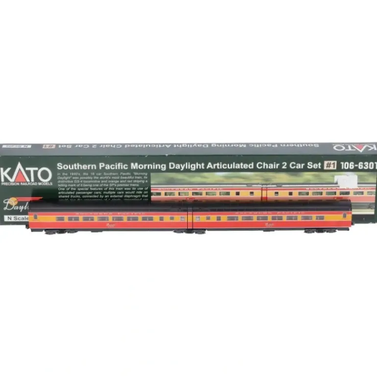 Kato 106-6301 N SP Morning Daylight Articulated Chair Car #1 (Set of 2) - Model Train Junction: Quality Parts and Art Supplies