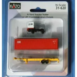 Kato 31-620 Red & White Yard Tractor Trailer W/Container & Chassis - Model Train Junction: Quality Parts and Art Supplies