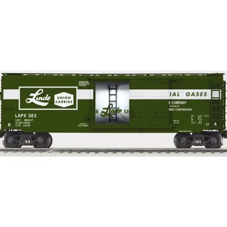 K-Line 6-22414 O Gauge Linde Union Carbide Boxcar #383 w/Interior Aluminum Tank - Model Train Junction: Quality Parts and Art Supplies