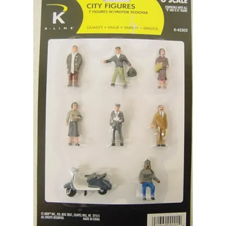 K-Line K42302 O City Figures With Motor Scooter (Set of 7) - Model Train Junction: Quality Parts and Art Supplies