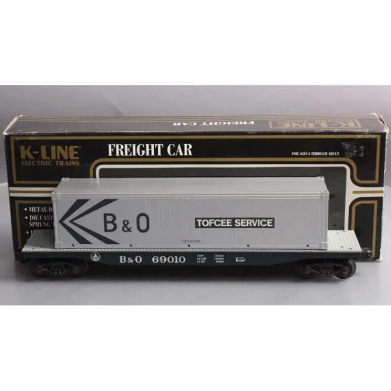 K-Line K69010 O Gauge Baltimore & Ohio Flatcar with Container #69010 EX/Box - Model Train Junction: Quality Parts and Art Supplies