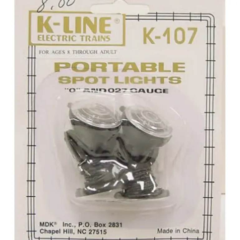 K-Line K-107 O/027 Portable Spot Lights (Pack of 2) - Model Train Junction: Quality Parts and Art Supplies
