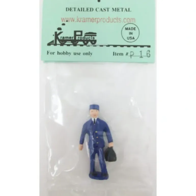 Kramer P16 O-Scale Standing Railroad Figure w/Sachel - Model Train Junction: Quality Parts and Art Supplies