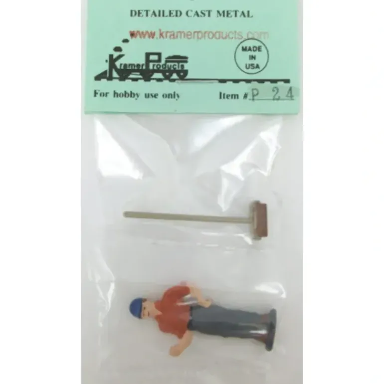 Kramer P24 O-Scale Standing Workman and Broom Figure - Model Train Junction: Quality Parts and Art Supplies