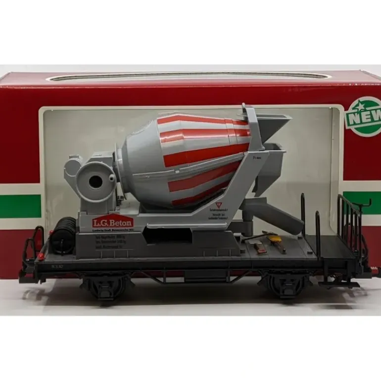 LGB 4055 G Scale LG Beton Flatcar w/Cement Mixer LN/Box - Model Train Junction: Quality Parts and Art Supplies