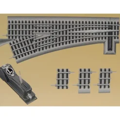 Lionel 6-16826 O72 FasTrack Command Control Left Hand Switch Turnout - Model Train Junction: Quality Parts and Art Supplies