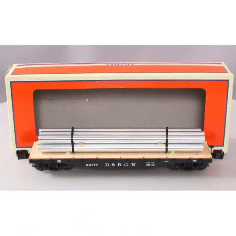 Lionel 6-27816 O Gauge D&RGW 40' Flatcar with Pipes - Model Train Junction: Quality Parts and Art Supplies
