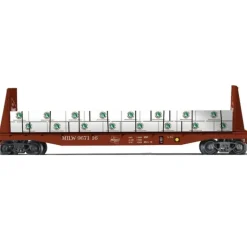 Lionel 6-22158 O Gauge Milwaukee Road Bulkhead Flatcar w/ Wood Load #967116 - Model Train Junction: Quality Parts and Art Supplies
