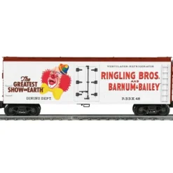 Lionel 6-22627 O Ringling Bros. Lighted Clown Wood-Sided Reefer Car #48 - Model Train Junction: Quality Parts and Art Supplies