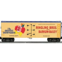 Lionel 6-22493 O Ringling Bros. Lighted Clown Wood-Sided Refrigerator Car #46 - Model Train Junction: Quality Parts and Art Supplies