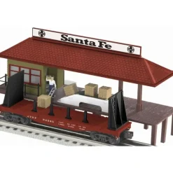 Lionel 6-22328 O Santa Fe Operating Freight Platform w/ Flatcar & 4 Pallets - Model Train Junction: Quality Parts and Art Supplies