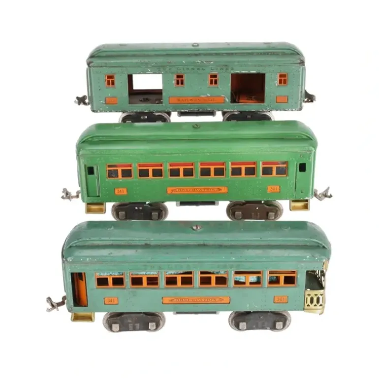 Lionel Vintage Standard Assorted Tinplate Passenger Cars: 332, 2- 341 [3] - Model Train Junction: Quality Parts and Art Supplies