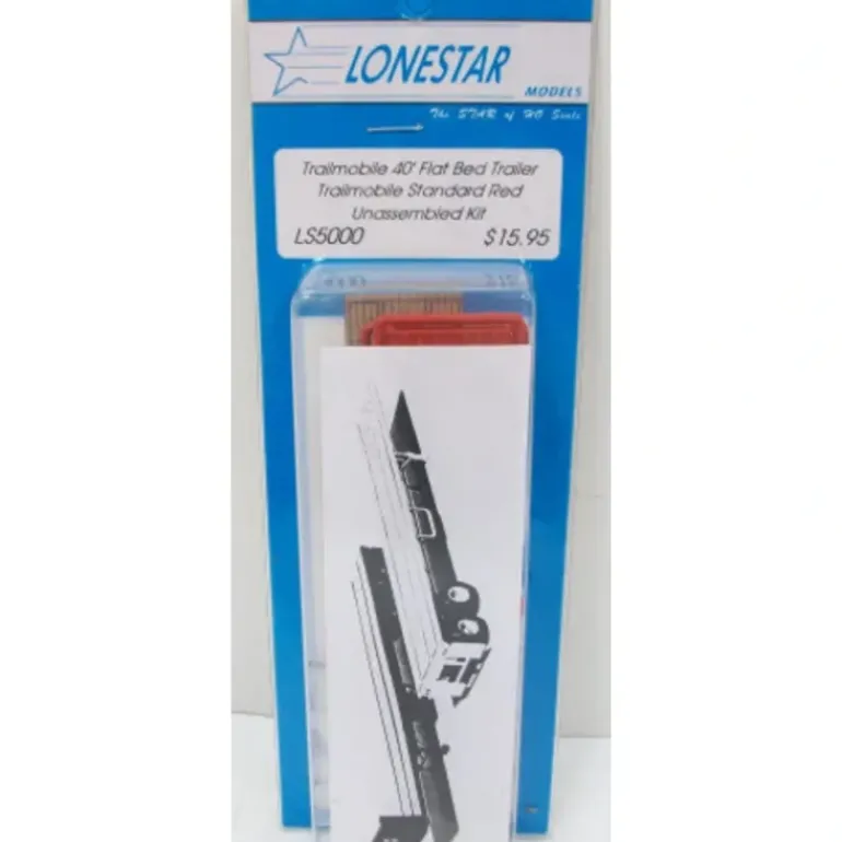 Lonestar Models LS5000 HO Trailmobile 40' Red Flatbed Trailer Standard Kit - Model Train Junction: Quality Parts and Art Supplies