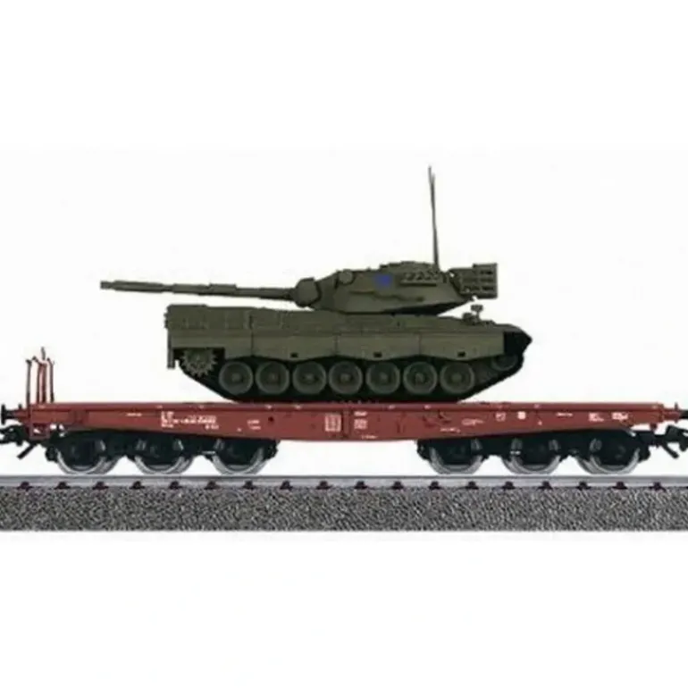 Marklin 48722 HO Scale Ferrovie Dello Stato Flat w/ Leopard Tank - Model Train Junction: Quality Parts and Art Supplies