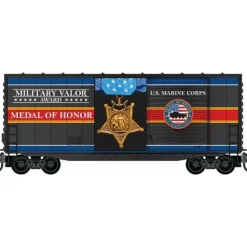 Micro-Trains, N Scale, 101 00 763, 40' Hy-Cube Box Car With Single Door, Military Valor Award US U.S. Marines Corps Medal Of Honor - Model Train Junction: Quality Parts and Art Supplies