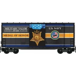 Micro-Trains, N Scale, 101 00 762, 40' Hy-Cube Box Car With Single Door, Military Valor Award US U.S. Navy Medal Of Honor - Model Train Junction: Quality Parts and Art Supplies