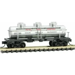 Micro-Trains, N Scale, 06600130, 3 Dome Tank Car, Grape to Glass Series, 'Petri Wine Co.' Rd, # 904, Car #8 - Model Train Junction: Quality Parts and Art Supplies