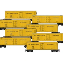 Micro-Trains, N Scale, 99300823, 40' Double-Sheathed Wood Reefer, Fruit Growers Express (8-Pack) - Model Train Junction: Quality Parts and Art Supplies