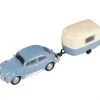 Model Power 19660 HO Blue/White Volkswagen Beetle w/Camper Trailer - Model Train Junction: Quality Parts and Art Supplies