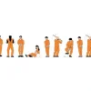Model Power 1377 N Prisoner in Orange Jumpsuits Figures (Set of 9) - Model Train Junction: Quality Parts and Art Supplies