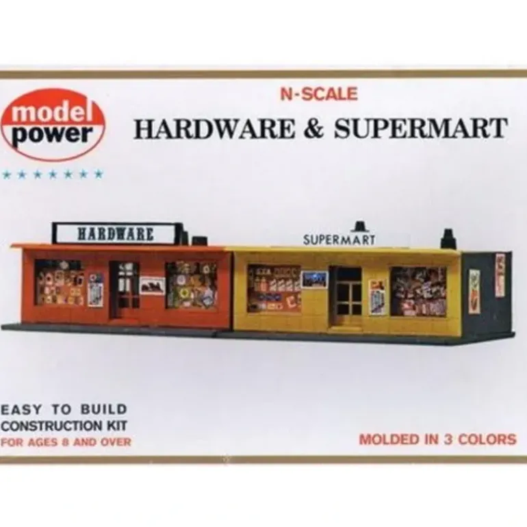 Model Power 1534 N Scale Hardware & Supermart Building Kit - Model Train Junction: Quality Parts and Art Supplies