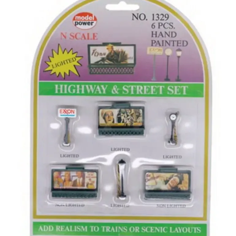 Model Power 1329 N Scale Lighted Highway & Street Set - Model Train Junction: Quality Parts and Art Supplies