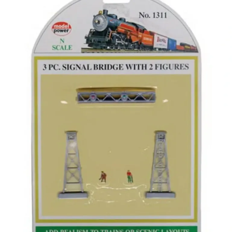 Model Power 1311N 3 Piece Signal Bridge with Two Figures - Model Train Junction: Quality Parts and Art Supplies