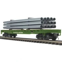 MTH 20-98841 Burlington Northern Flat Car w/Pipe Load #613210 LN/Box - Model Train Junction: Quality Parts and Art Supplies
