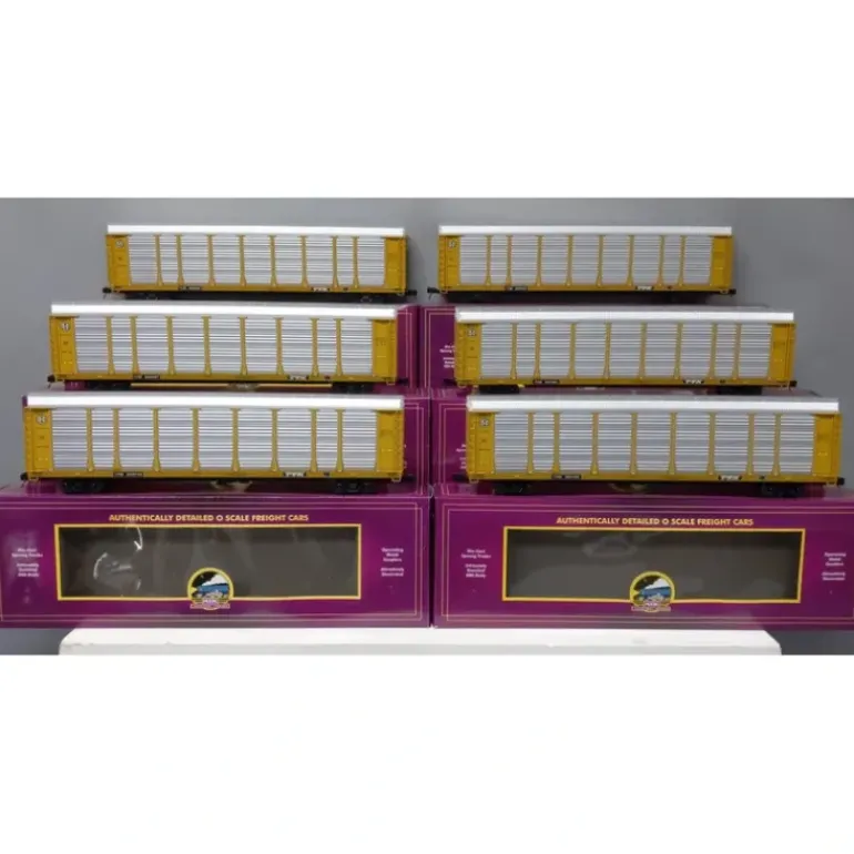 MTH 20-90525 O BNSF Corrugated Auto Carrier Set (Set of 6) - Model Train Junction: Quality Parts and Art Supplies