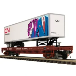 MTH 20-98768 O Canadian National Fla Car w/ 48' Trailer #685874 - Model Train Junction: Quality Parts and Art Supplies