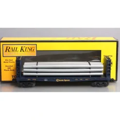 MTH 30-76363 O Chessie Flat Car w/Bulkheads & Pipe Load - Model Train Junction: Quality Parts and Art Supplies