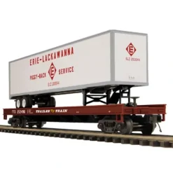 MTH 20-98693 O Erie Lackawanna Flat Car w/ 48' Trailer #252496 - Model Train Junction: Quality Parts and Art Supplies