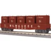 MTH 30-72057 O Gauge Milwaukee Road Gondola Car #92373 w/LCL Containers - Model Train Junction: Quality Parts and Art Supplies