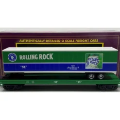 MTH 20-98630 O Gauge Rolling Rock Flat Car w/48 Trailer #33 - Model Train Junction: Quality Parts and Art Supplies