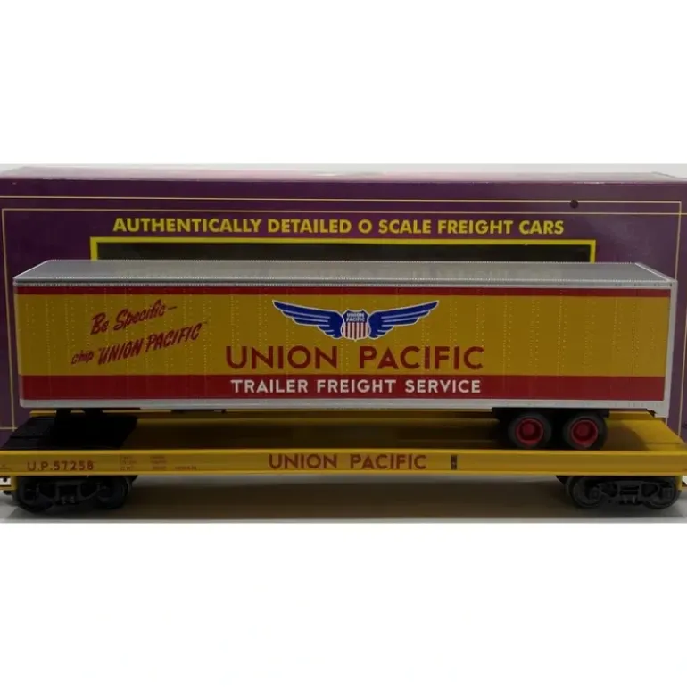 MTH 20-98171 O Union Pacific Flatcar w/48' Trailer #57258 LN/Box - Model Train Junction: Quality Parts and Art Supplies